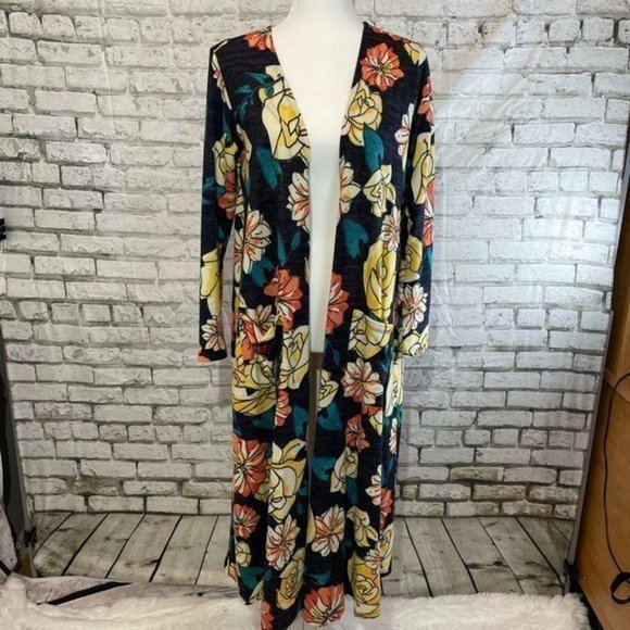 LULAROE Yellow Coral Floral Sarah Medium - Picture 2 of 9